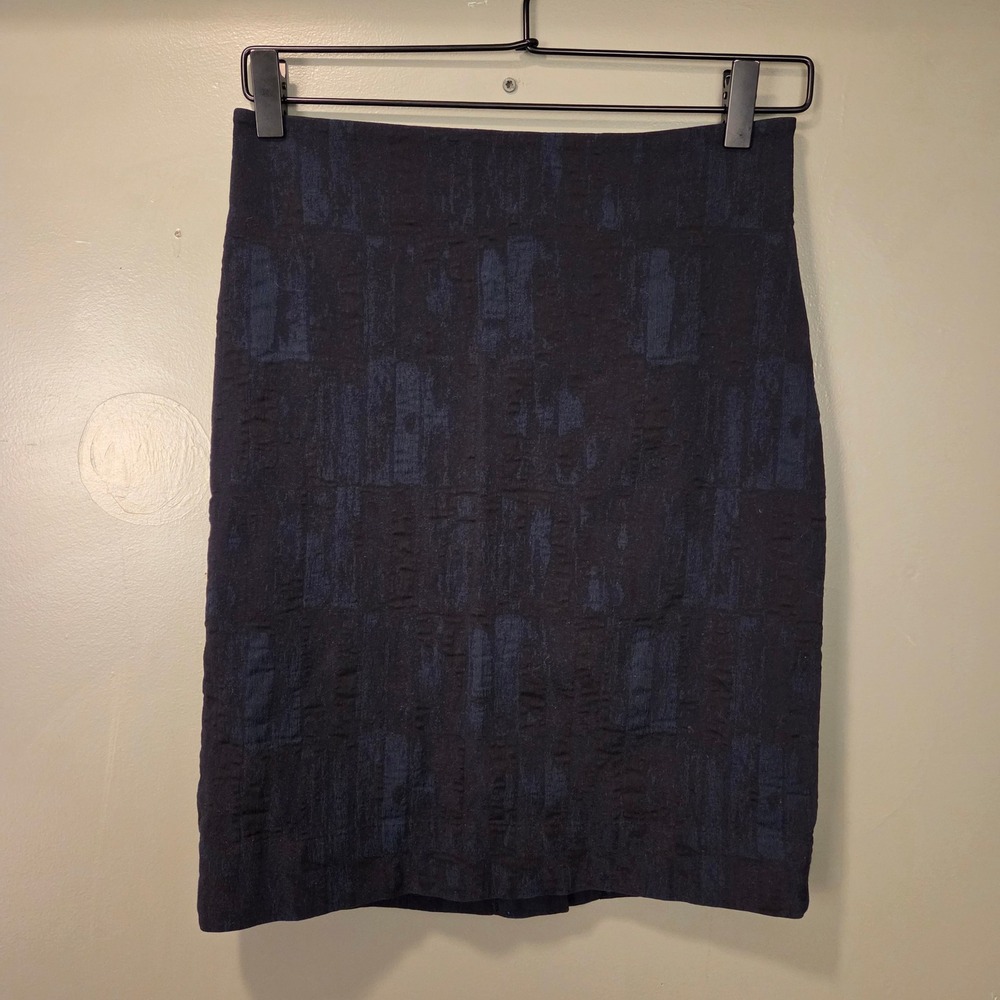 M.M.Lafleur Women's Jacquard Pencil Skirt Size 4 Black Blue Office Professional